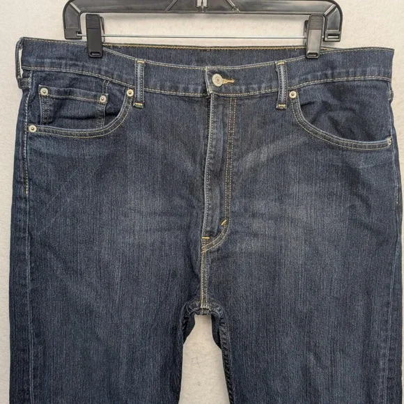 Levi's 505 Regular Fit Men 40x30 Dark Wash Indigo Stretch Straight Leg Jeans - Picture 2 of 14